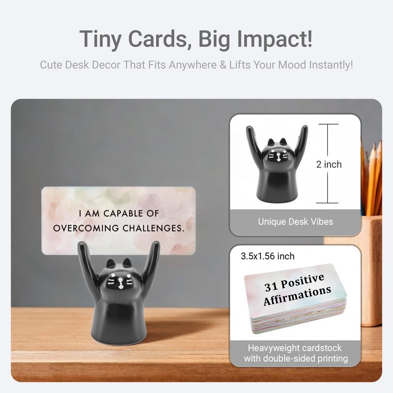 ZEARPT Affirmation Card Deck for Women, Self Care Gift, Positive Affirmation Cards with Holder, Gift for Her, Daughter, Niece, Sister, Daily Affirmations, Midlife Manifestation Gift (Black - Cat) - Image 4